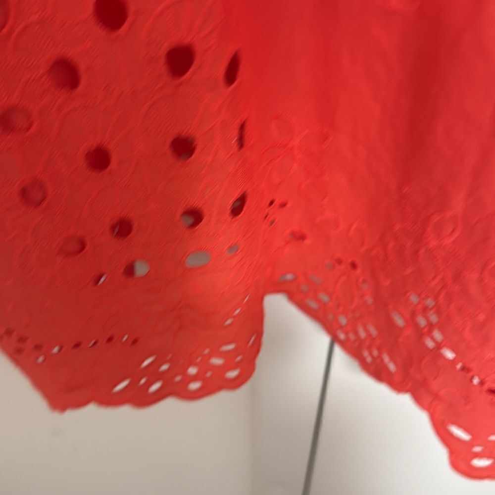 NWT Cynthia Rowley Woman’s Eyelet Embroidered Cotton Blouse in Red. Size XS. - Picture 6 of 11